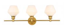  LD2317BR - Gene 3 light Brass and Frosted white glass Wall sconce