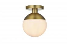  LD6050SG - Eclipse 8 Inch Flush Mount Frosted White Shade in Satin Gold