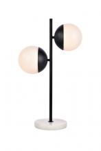  LD6152BK - Eclipse 2 Lights Black Table Lamp With Frosted White Glass