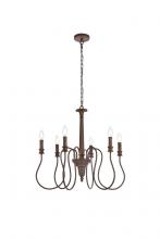  LD7044D26WOK - Flynx 6 Lights Pendant in Weathered Oak