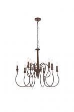  LD7045D30WOK - Flynx 9 Lights Pendant in Weathered Oak