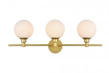  LD7317W28BRA - Cordelia 3 light Brass and frosted white Bath Sconce