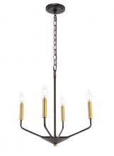  LD8023D18BK - Enzo 4 light Black and Brass pendant