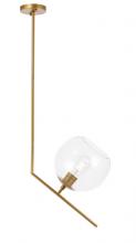  LD8034D10BR - Ryland 1 light Brassand Clear glass pendant