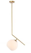 Elegant LD8049D10BR - Ryland 1 light Brass and Frosted White glass pendant