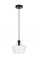  LDPD2118 - Placido Collection Pendant D9.8 H9.3 Lt:1 Black and Clear Finish