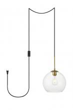  LDPG2212BR - Baxter 1 Light Brass plug-in Pendant With Clear Glass