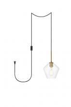  LDPG2256BR - Gene 1 light brass and Clear glass plug-in pendant