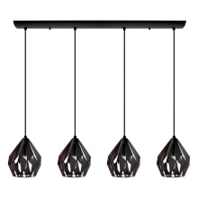 Eglo 202038A - 4 LT Linear Pendant w/ Black Finish & Black & Copper Shade