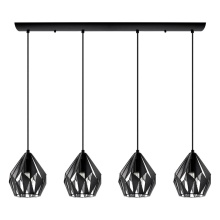 Eglo 202039A - 4 LT Linear Pendant w/ Black Finish & Black & Silver Shade