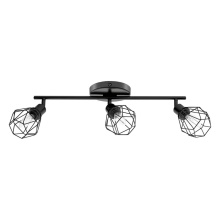 Eglo 202167A - 3 LT Fixed Track Light w/ Matte Black Finish & Matte Black Geometric Adjustable Shades