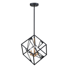 Eglo 204587A - 3 LT Geometric Open Frame Pendant w/ Black Finish w/ Gold & Clear Glass Accents