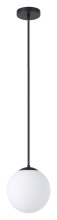 Eglo 206424A - 1 LT Pendant w/ Black Finish & White Glass Shade