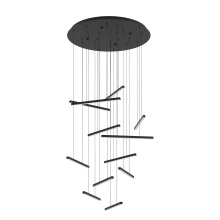Eglo 390351A - 12 LT LED Cascade Pendant w/ Black Finish & Black Light bars