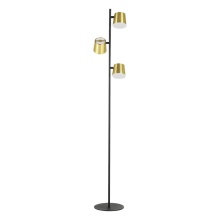 Eglo 39987A - 3 LT Floor Lamp w/ Black Finish & Brass w/ White Interior Metal Shades