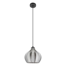 Eglo 43576A - 1 LT Pendant w/ Black Finish & Vaporized Black Transparent Shade