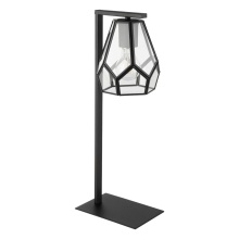 Eglo 43646A - 1 LT Table Lamp w/ Black Finish & Clear Geomtric Glass Shade w/ Black Accents
