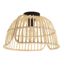 Eglo 43872A - 1 LT Ceiling Light w/ Black Finish & Natural Wood Shade