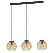 Eglo 900167A - 3 LT Linear Pendant w/ Black Finish & Matte Gold Metal Shade